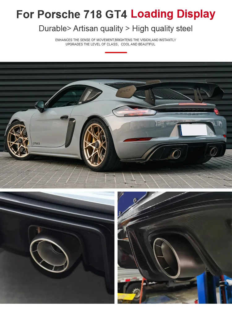 Zweiteiliger Auspuff-Endrohr-Umbausatz im GT4 RS Stil für Porsche 718 Base 2.0T Cayman Boxster