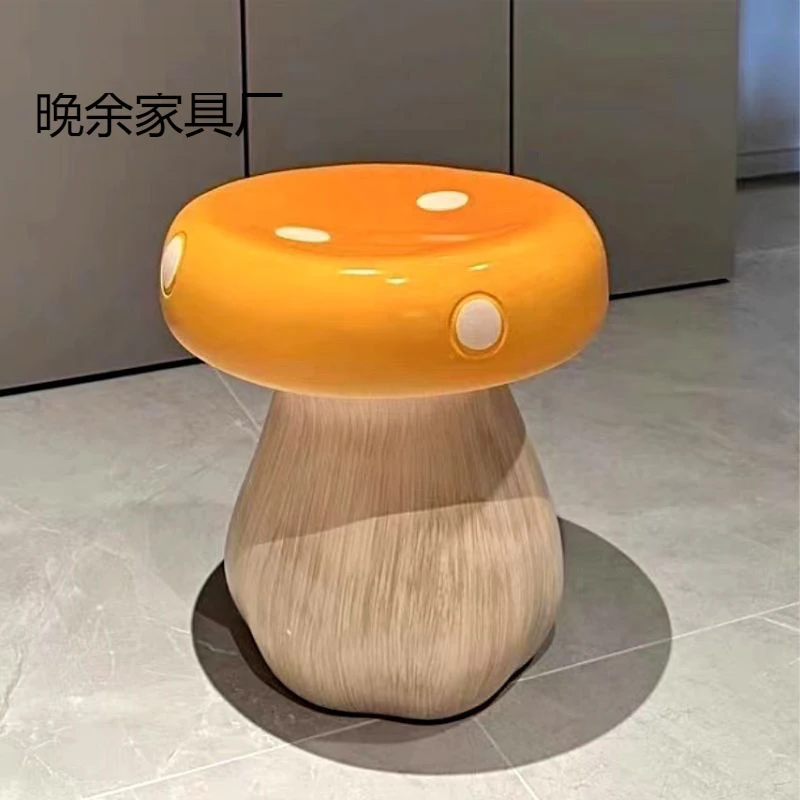 Cute Cartoon Mushroom Shoe Changing Stool Low Profile Small Foot Stool Multifunctional Side Coffee Table for Living Room Bedroom