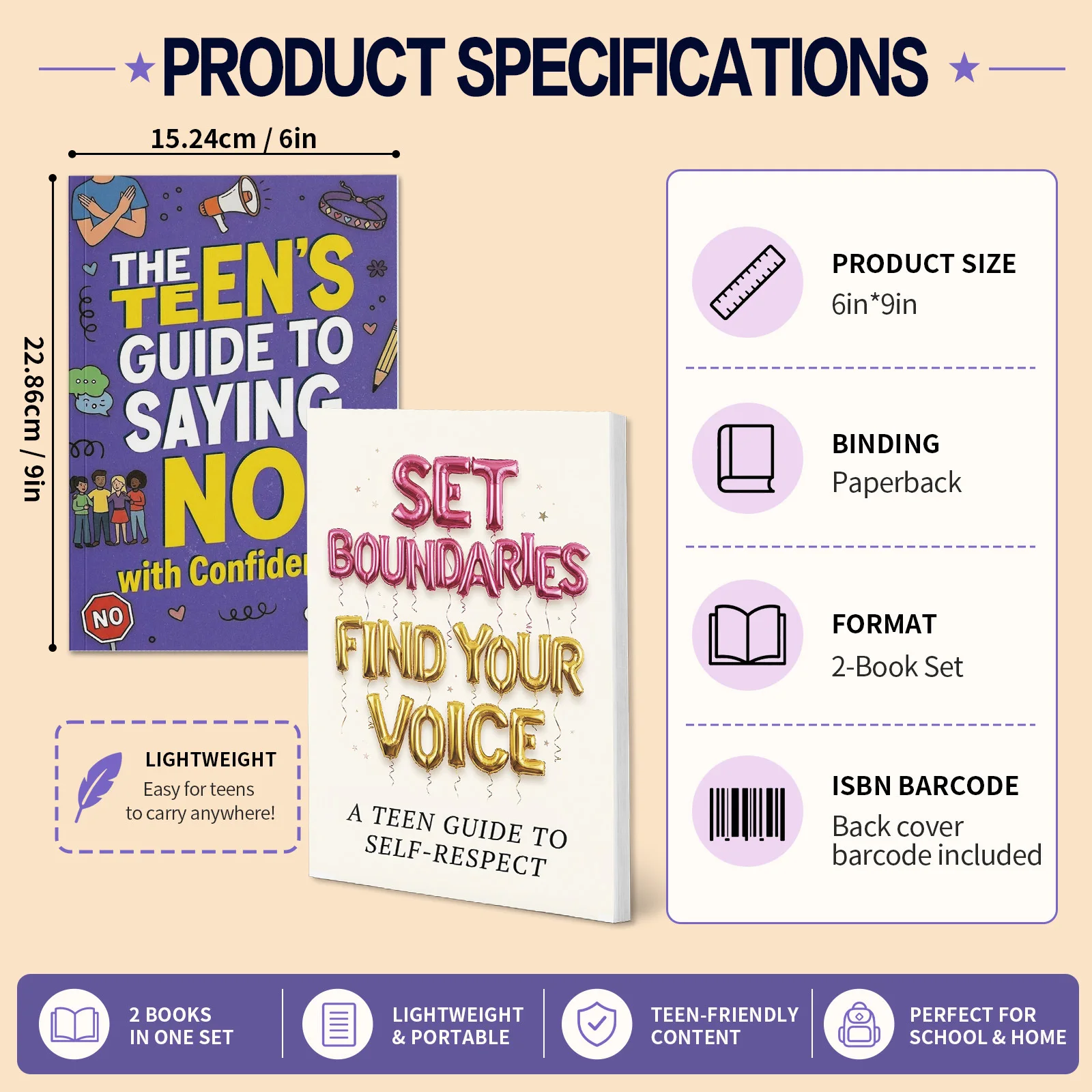 2-Book Teen Self-Respect and Saying No Confidence Book Set, Includes Set Boundaries Find Your Voice and The Teen’s Guide to view 6