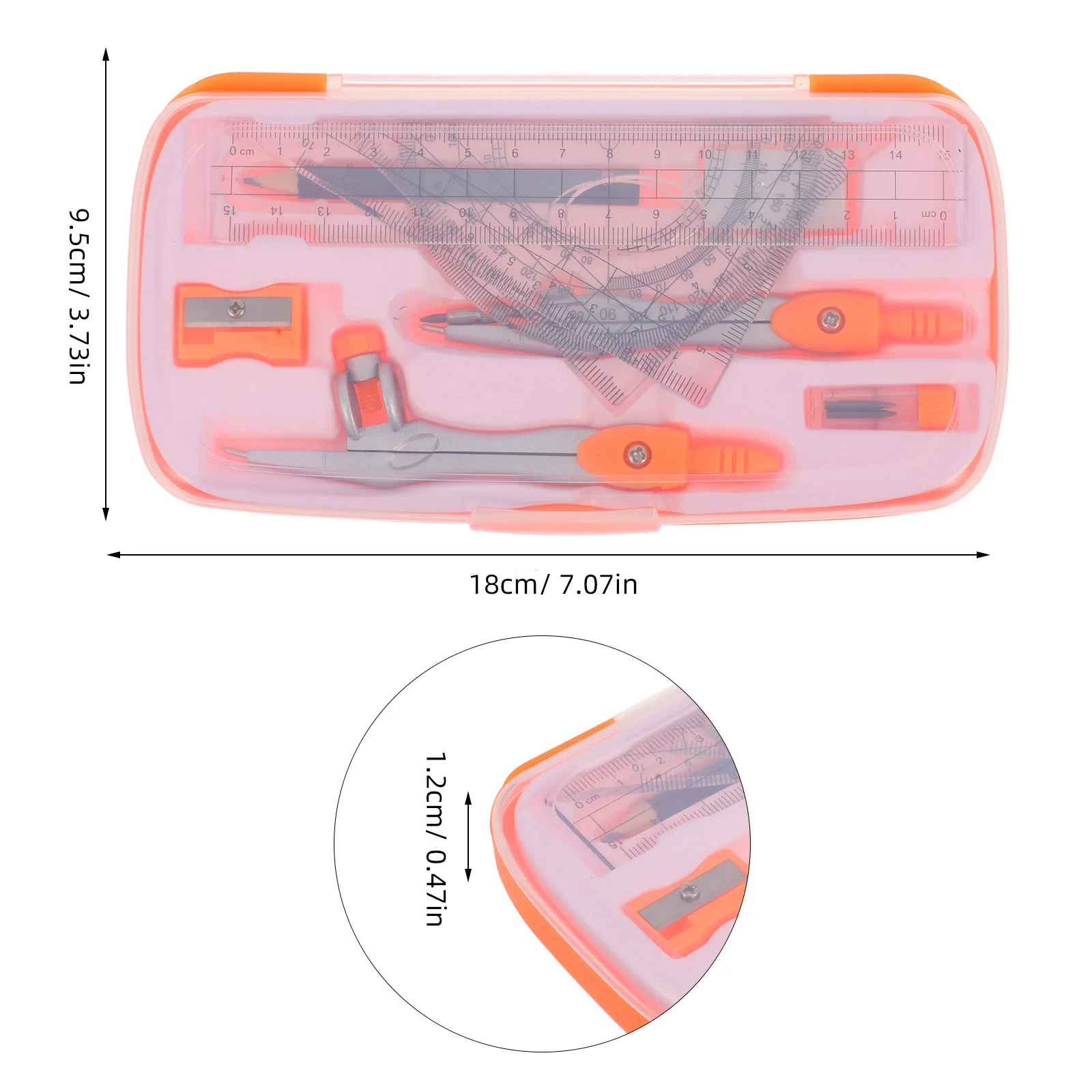 1Set Student Drawing Compass Protractor Ruler Set Plastic Alloy Multifuntional Geometry Math Supplies for School and Study
