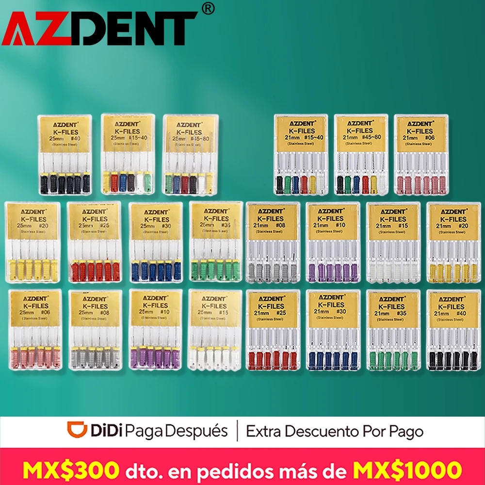 AZDENT стоматологические ручные K-файлы 21/25 мм/31 мм