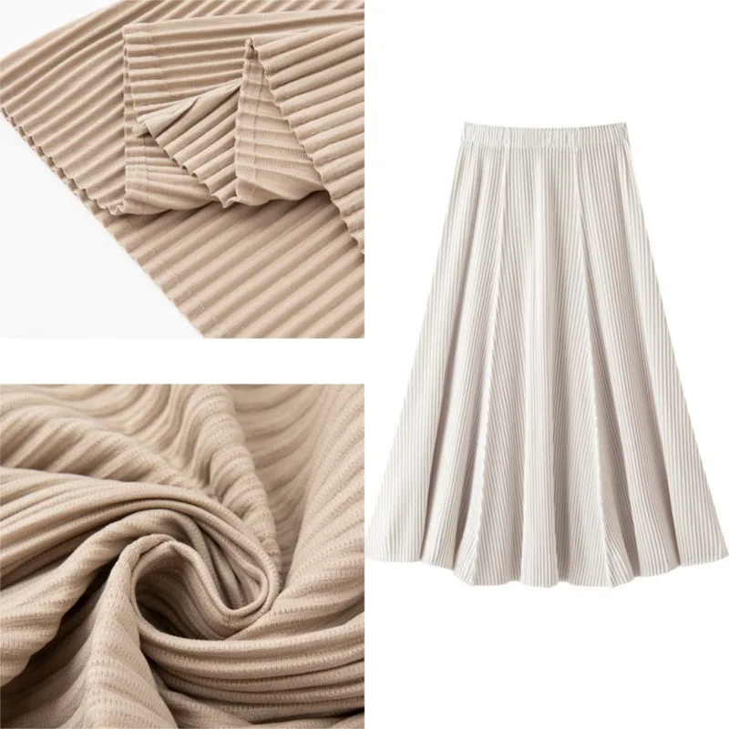 Miyake Pleated Retro High-Waist Skirt Women 2026 Autumn New Solid Color Age-Reducing Pleat Jupe Length Hip-Covering A-Line Skirt