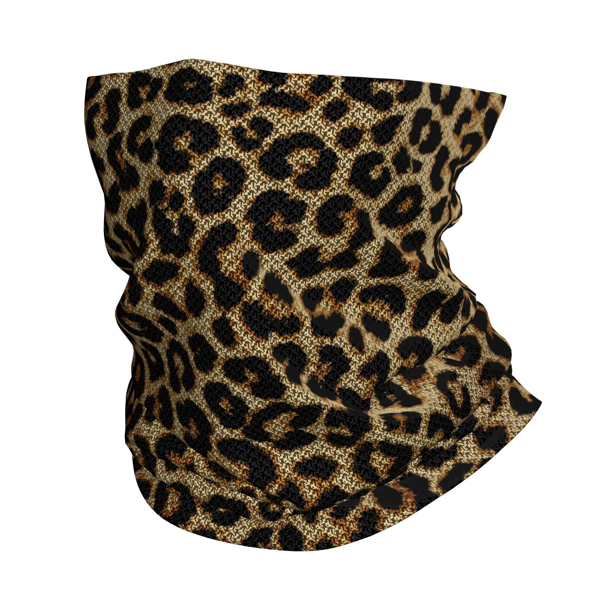 Custom Leopard Fur Skin Texture Winter Headband Neck Men Women Ski Camping Tube Scarf Tropical Wild Animal Face Bandana Gaiter