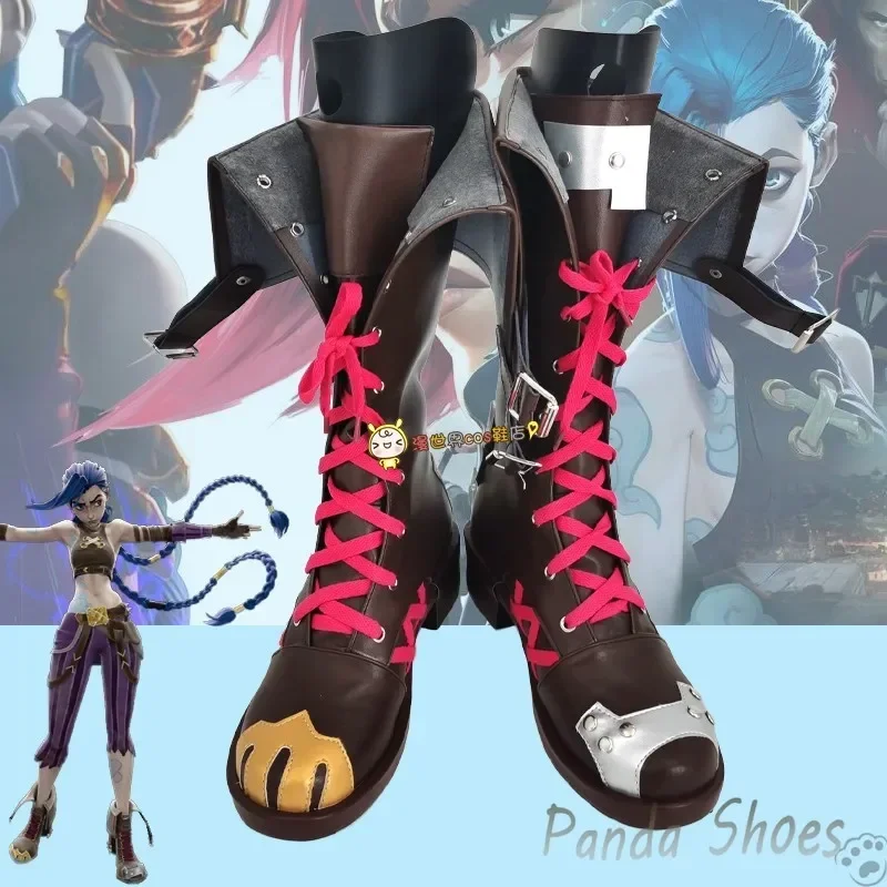 

LOL Jinx Cosplay Shoes Comic Anime Game League of Legends Cos Long Boots Cosplay Costume Prop Shoes for Con Halloween Party