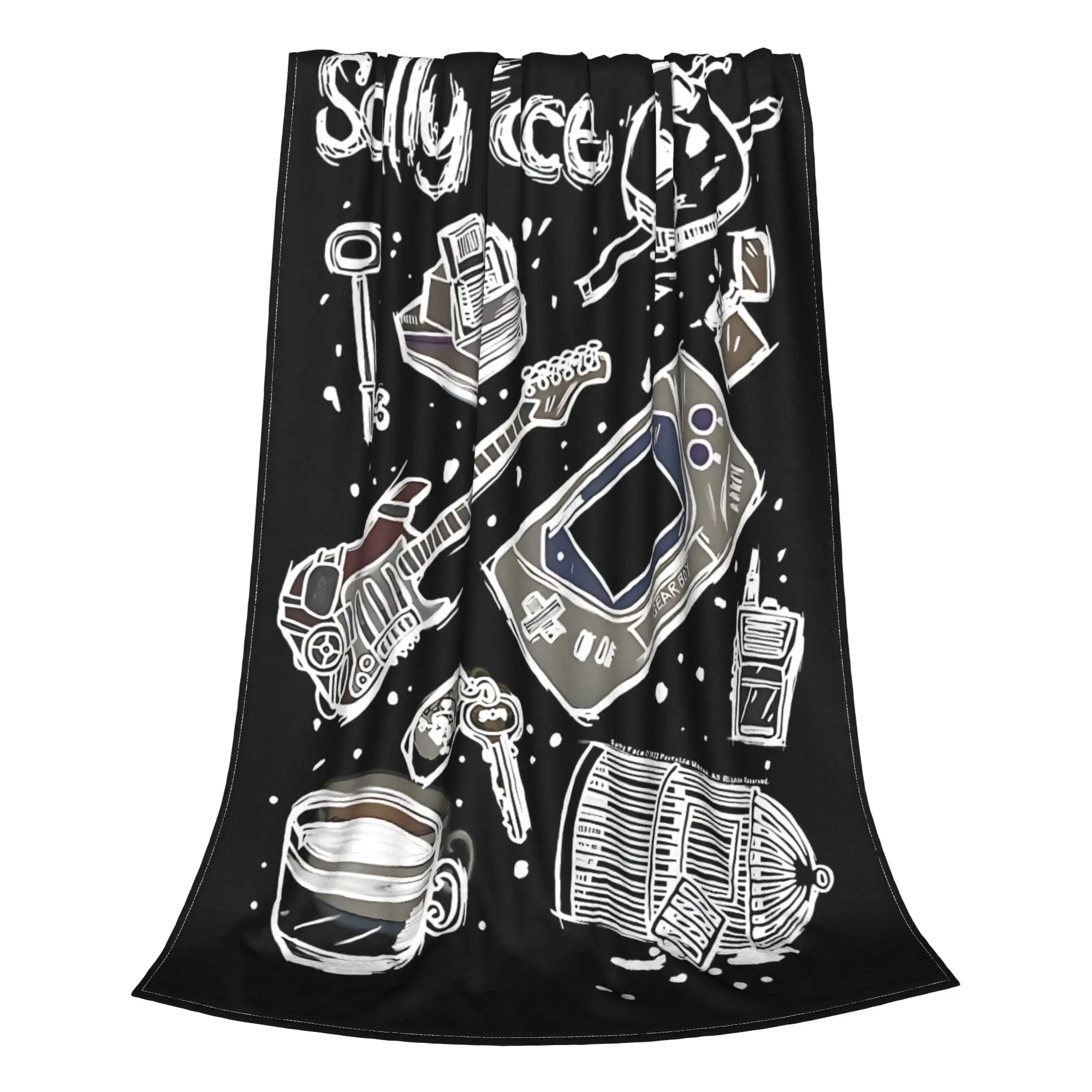 1PC Sally Face Icon Doodle  Sketch Collage  Winter Blankets for Adults Bedding Home Interior Sofa Knee