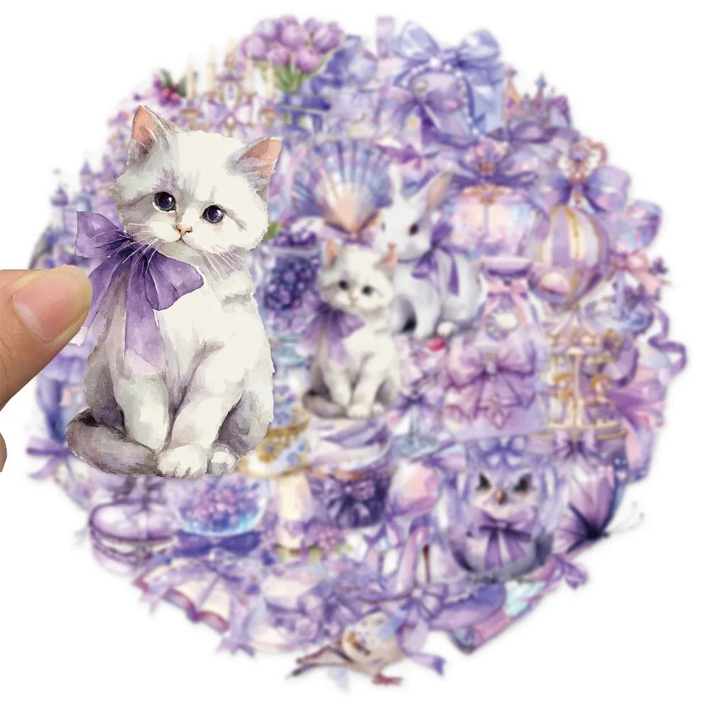 50PCS Purple Dream Transparent Fun Stickers DIY Phone Case Notebook Water Cup Hand Account Decoration PET Stickers