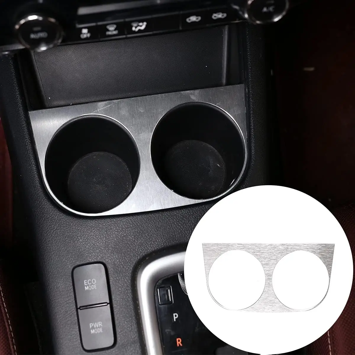 

Aluminum Alloy Car Central Control Water Cup Holder Pad Sequin Trim For Toyota Hilux Revo 2015-2024 Car Interior Accessories