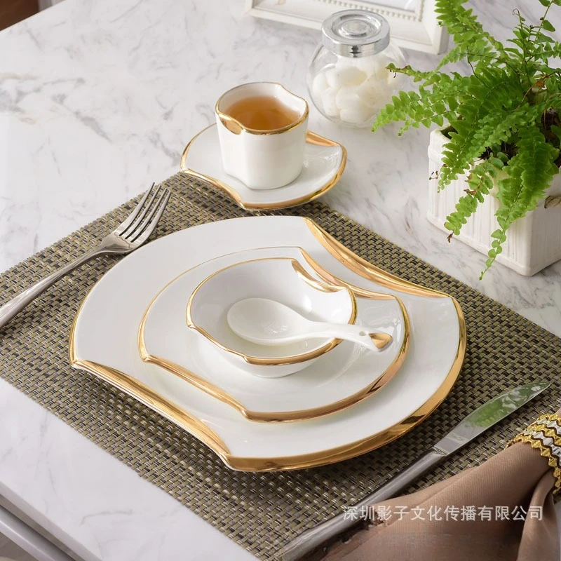 

Набор столовой посуды в скандинавском стиле в западном стиле, образец комнаты, тарелки для стейка и блюдце с чашкой, новая коллекция посуды