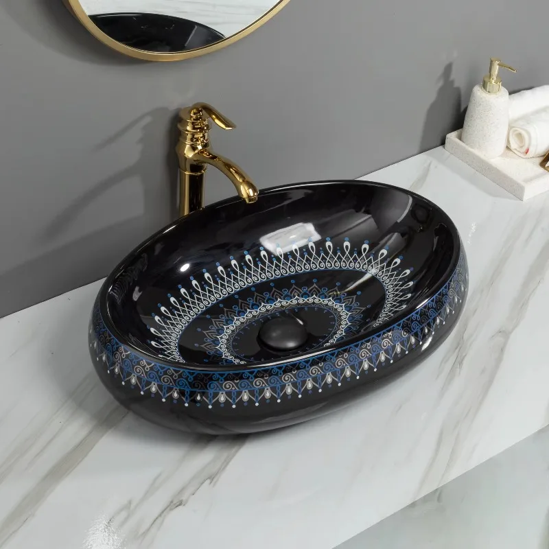 Golden flower electroplating bathroom sink wash basin wash basin sink
