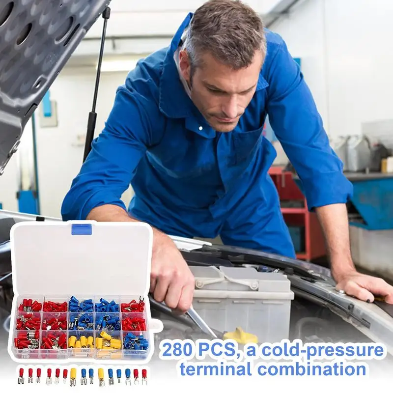 Konektor sambungan kawat 280X terminal konektor kawat dengan kotak penyimpanan Kit sambungan kawat terisolasi kawat listrik sambungan cepat