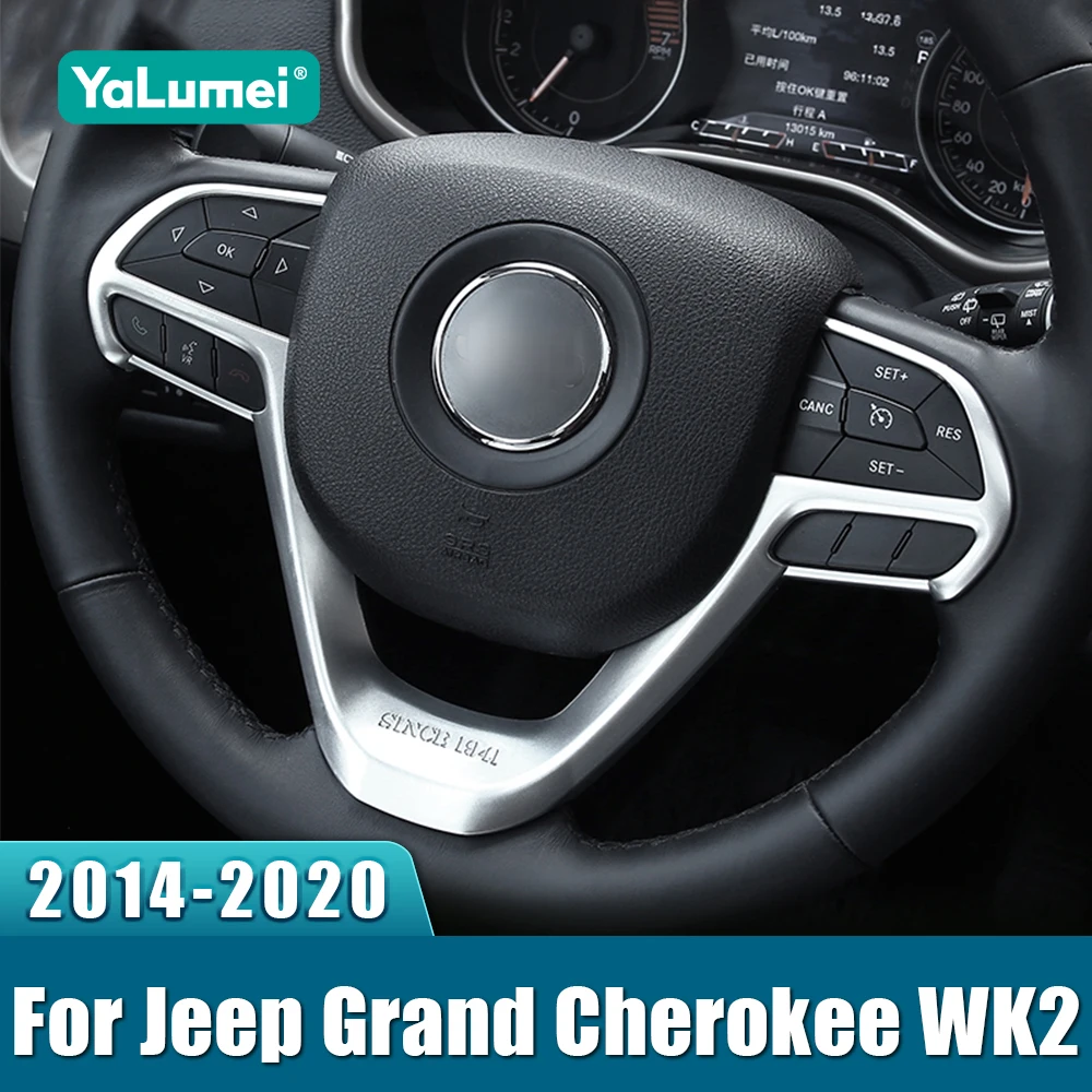 

Для Jeep Grand Cherokee WK2 2014 2015 2016 2017 2018 2019 2020 ABS автомобильный руль, кнопка, рамка, накладка, декоративная наклейка