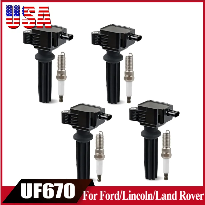

4 шт./компл. UF670 пакет катушек зажигания и свеча зажигания для Ford Focus Fusion Explorer Edge Escape Mustang EcoSport Taurus 2012-2020
