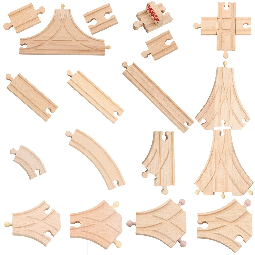 Educational Assemble Model Set Track Connector Toys Wooden Track Railway Toys Wooden Track Accessories Train Track Toys