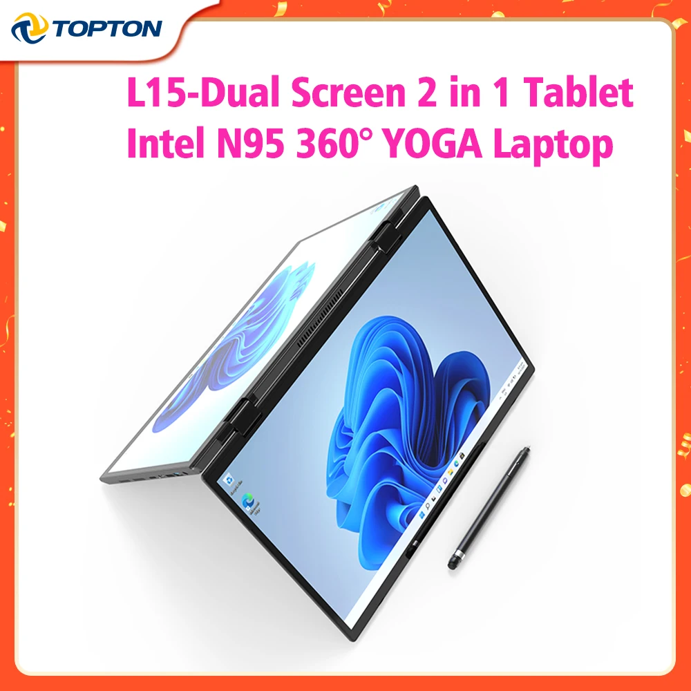 Topton L15 360° YOGA Mini Laptop Intel N95 Dual 10.5 Inch IPS Touch Screen Windows 11 2 in 1 Tablet PC Notebook Computer Office