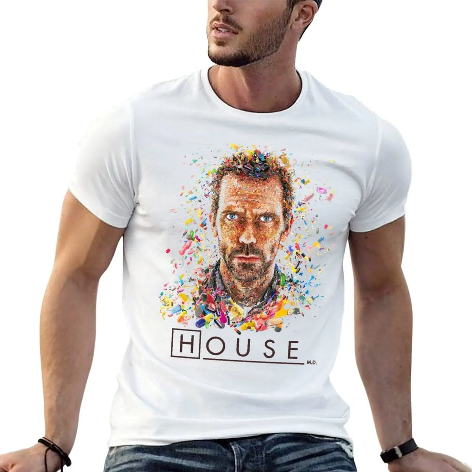 

Футболка House MD-Pills, персонализированная мужская футболка, мужская футболка из плотного хлопка, футболка с рисунком