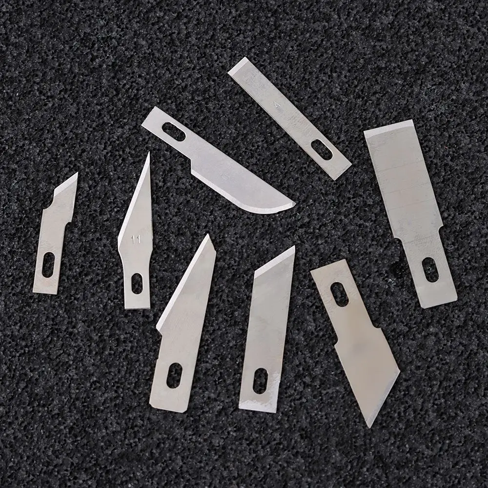 10 pcs/set Engraving Non-Slip Stainless Steel Blades Scalpel Knife Parts Cutter Wood Carving Craft Knives Hand Tools Accessories