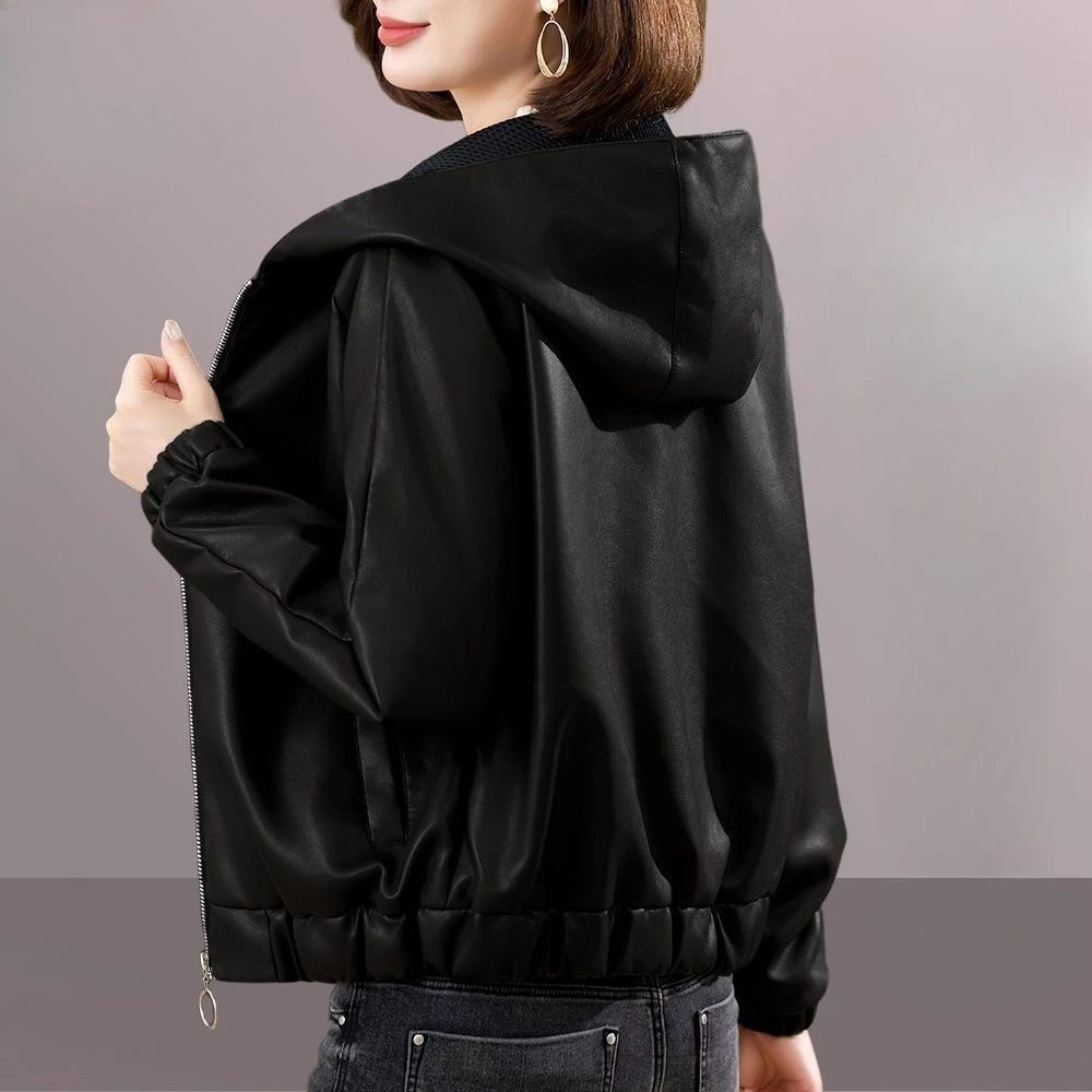 سترة جلدية صوفية نسائية شتوية جديدة من الفرو متكاملة سترة جلدية قصيرة فضفاضة ورقيقة #5