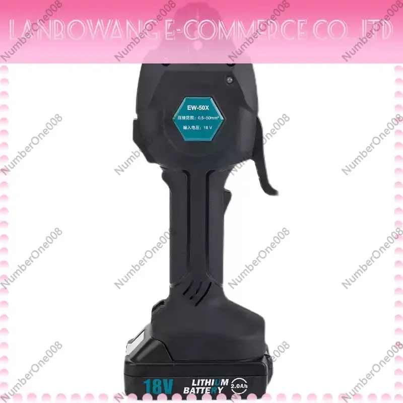 EW-50X Cordless Crimping Tool, 16KN Electric Hydraulic Terminal Crimper for 0.25-50mm² Bare Copper Lugs, 18V/2Ah Battery Powered