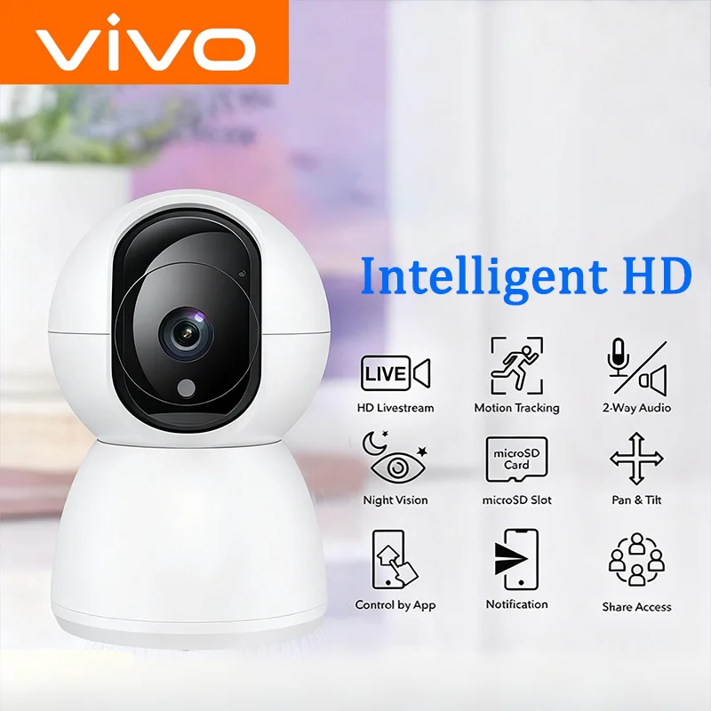 

VIVO 8MP 4K Wi-Fi Внутренняя камера безопасности 5-кратный цифровой зум Панорамирование Наклон IP-камера Ai Автоматическое отслеживание Ночное видение Домофон Безопасность