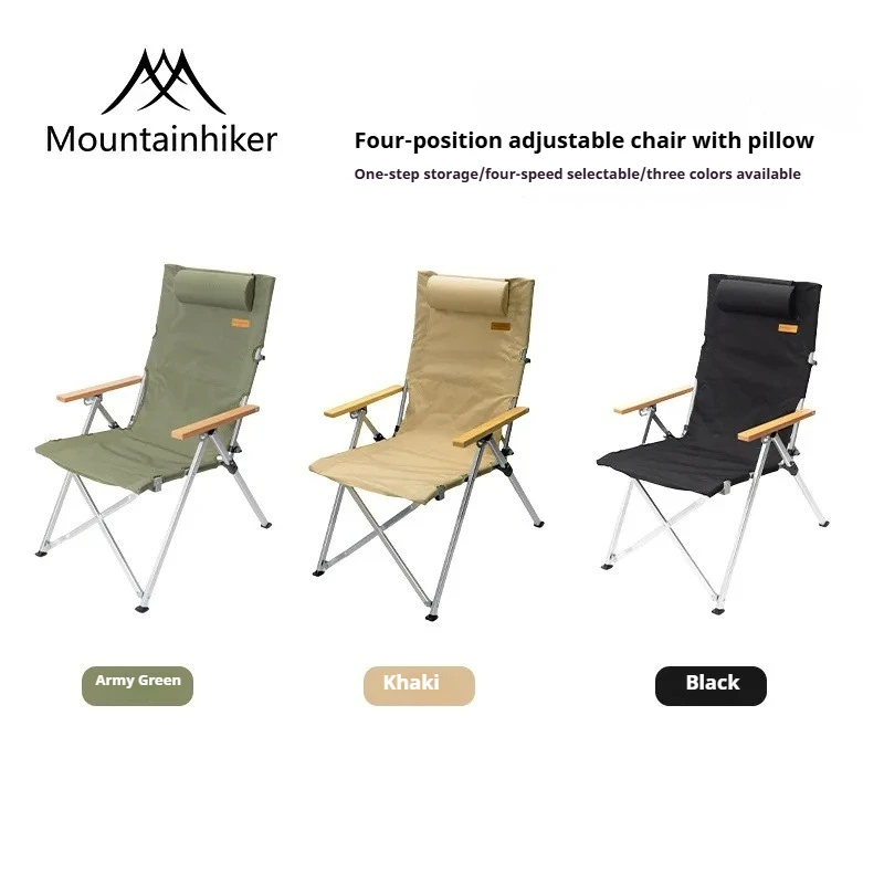 

Mountainhiker 600D Oxford Fabric Camping Chair Foldable Recliner with Pillow for Outdoor Hiking Fishing Beach Relax Heavy Duty