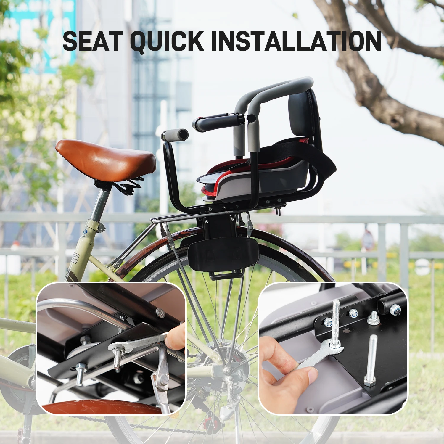 Child Bike Seat Front Mount Kids Bike Seat Fit Mountain Bikes Cruiser Bikes Folding Bikes Ultra Light Portable Toddler Bike Seat