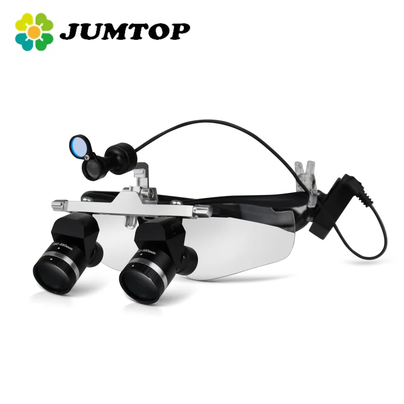 JUMTOP Dental Corner Magnifier Loupes with Light 3.5x/4.5x/5.5x Adjustable Magnification Medical Magnifying Wearing Glasses