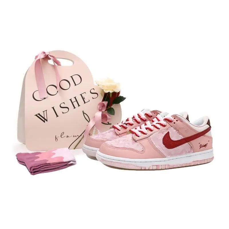 

[Нестандартные ретро и динамичные красные кроссовки S-BOX]Nike Dunk OKHR с низким берцем для скейтборда, женские розовые, белые