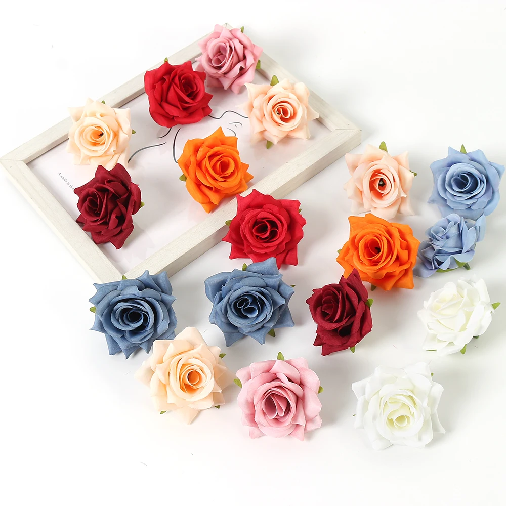 5/10Pcs 6CM Rose Artificial Flowers Fake Flowers Heads For Home Decor Marriage Wedding Decoration Craft Garland Gifts Accessory