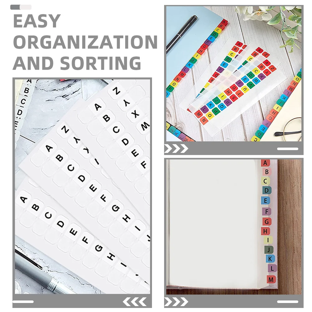 20 مجموعة من علامات تبويب الفهرس A-Z بيضاء ملونة من مادة PVC مقاومة للماء علامات الصفحة اللاصقة علامات تبويب الكتب الأبجدية لملفات المكاتب المدرسية المفكرة #6
