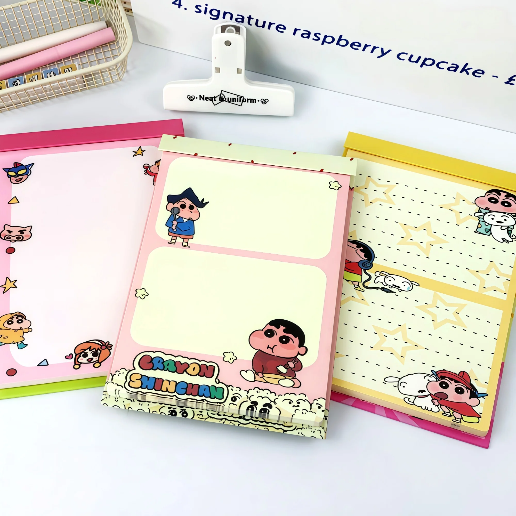 3Pcs Crayon Shin‑chan Cartoon A5 Clipboard Notepad 80 Sheets Tear‑able Notebook For Student Office Note Taking Memo Journal Gift