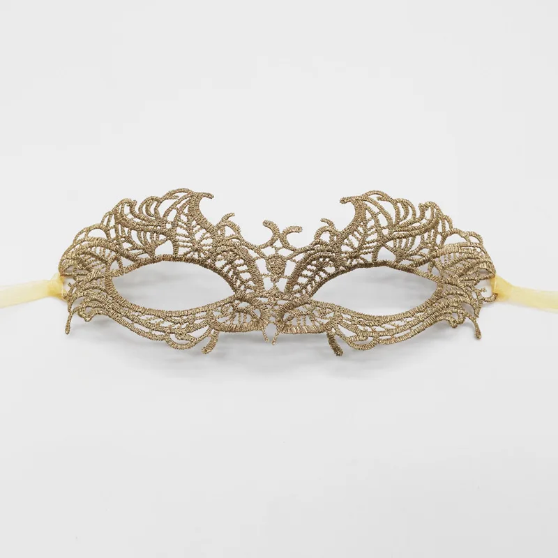 Sexy hollow lace mask gold thread fire head, fox bat half face party blindfold, female masquerade mask