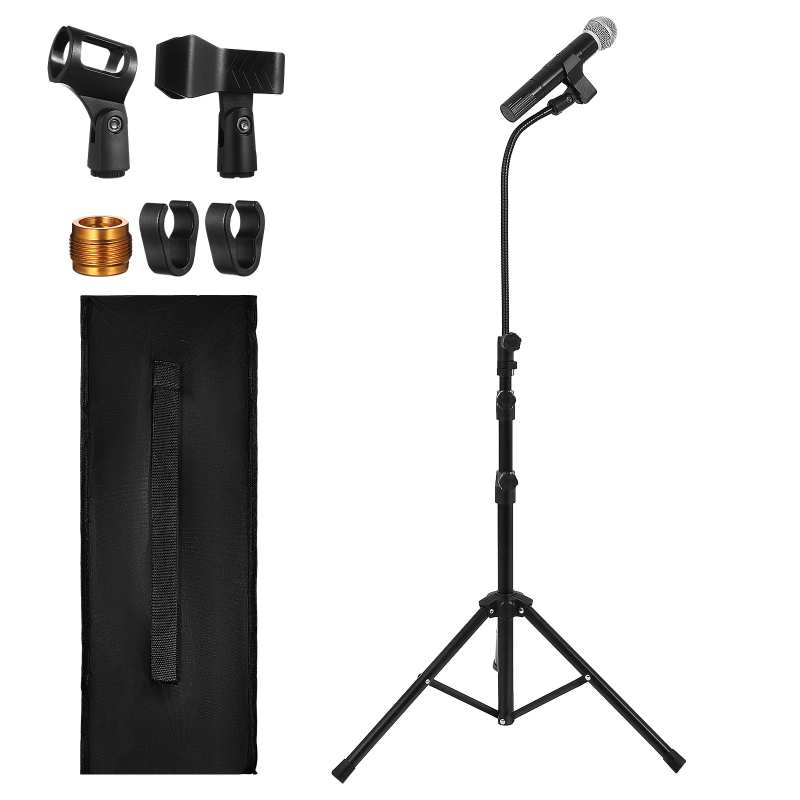 

1 set Microphone Stand Heavy Duty Portable Adjustable Metal Tripod Mic Holder Studio Telescopic Floor Stand Microphone Bracket