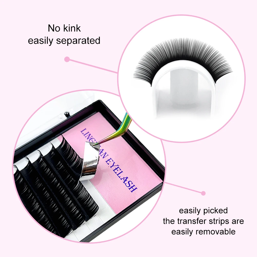 Ling Xian Synthetic  Individual Eyelash Extension Supplies Classic C/D 0.05/0.07Mink Black False  Russian Volume Lashes Cilios