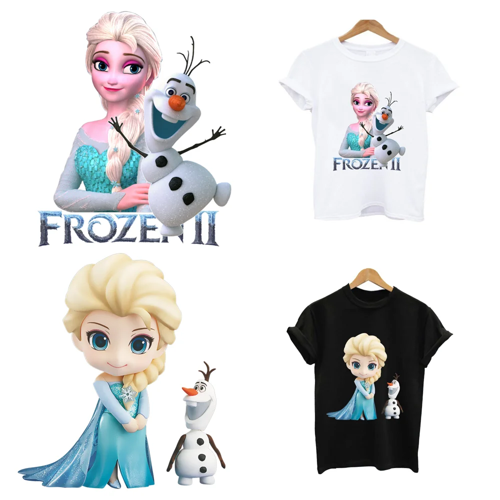 2Pcs/Lot Frozen Disney Iron On Patches Heat Thermal Transfer T Shirt Stickers Ironing Applications For Children\'s Clothing Kids