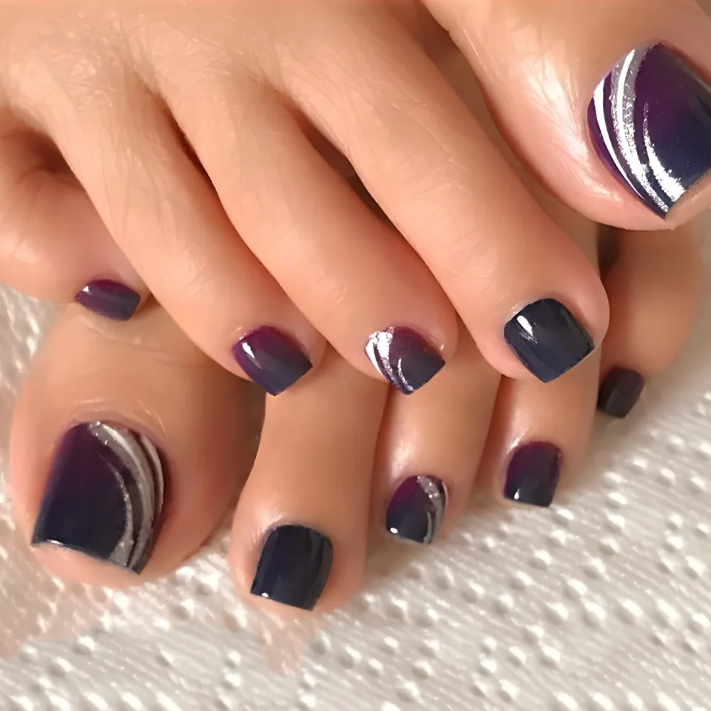 Unhas falsas roxas brilhantes, simples remendo de unha falsa, capa quadrada completa, destacável, pressione as unhas dos pés, novo, frete grátis, verão