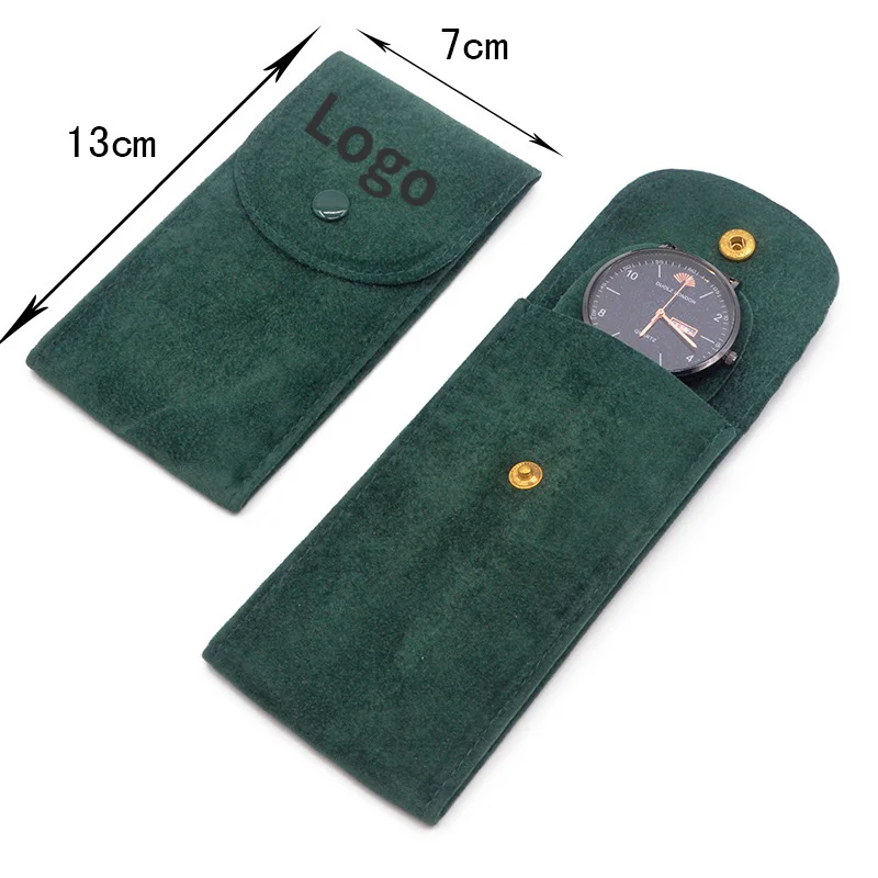 Portable Green Watch Bag Original Protective Pocket Flannel Pouch High-end Custom Watches Pockets Green Storage Bags For