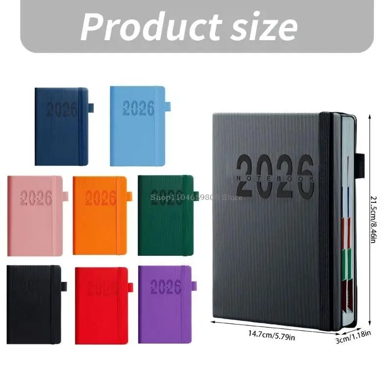 2026 Daily Planner 360 Pages Elastic Strap Closure Hardcover Academic Planner for Business Meeting Notes Daily Planning