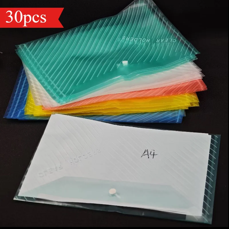 

30 шт./компл., прозрачная сумка для файлов, пластиковые держатели для файлов, прозрачный органайзер для файлов, держатель, размер Letter/A4, водонепроницаемые конверты для файлов