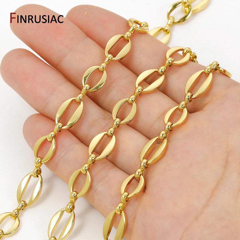 

18K Gold Plated Brass Heavy Oval Link Chains for Jewelry,8.5*13.5mm Cable Chains for DIY Necklace Bracelet Making Supplies