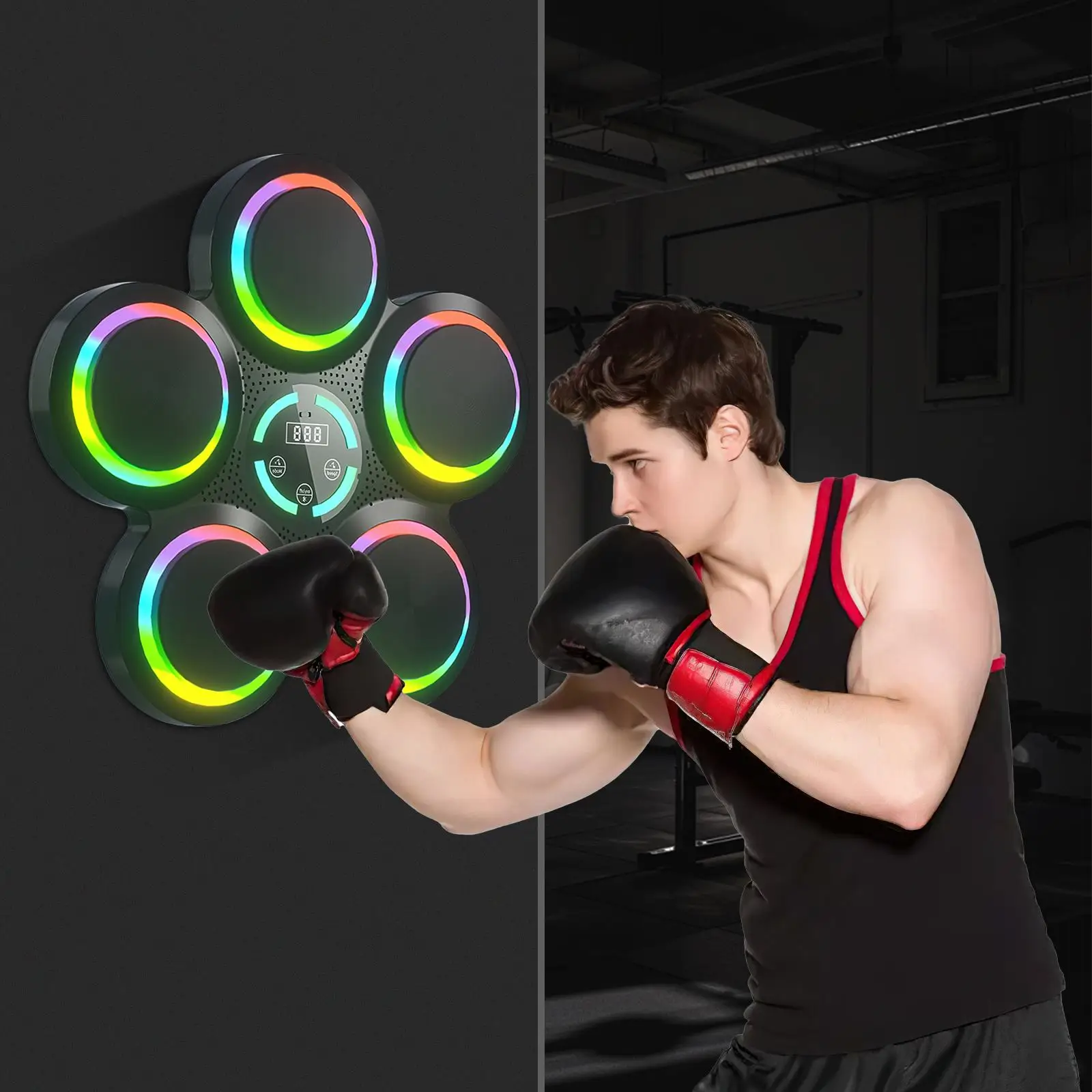 آلة الملاكمة الموسيقية الذكية، أوضاع 9 سرعات مع عداد LED، مدرب اللياقة البدنية المنزلي مع تأثيرات صوتية ديناميكية