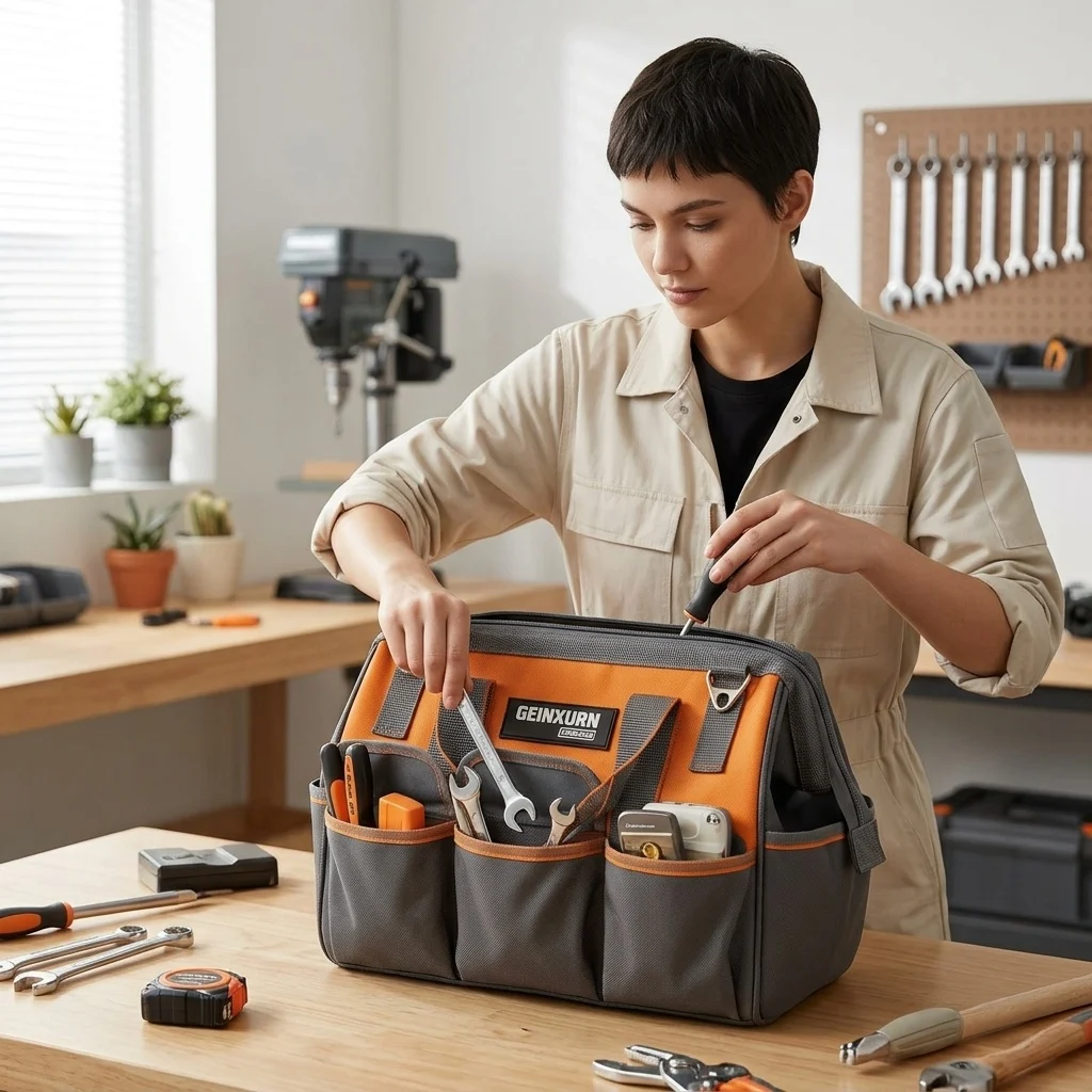Geinxurn Orange Grey Two-Color Pocket Tool Bag High Quality Electrician Tool Organizer Pouch