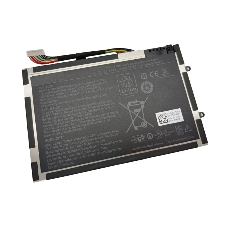 New PT6V8 Laptop Battery 14.8V 63Wh For DELL Alienware P18G002 KR08P6X6 8P6X6 312-0984 T7YJR 8P6X6 R1 R2 R3 M11x M14x Series