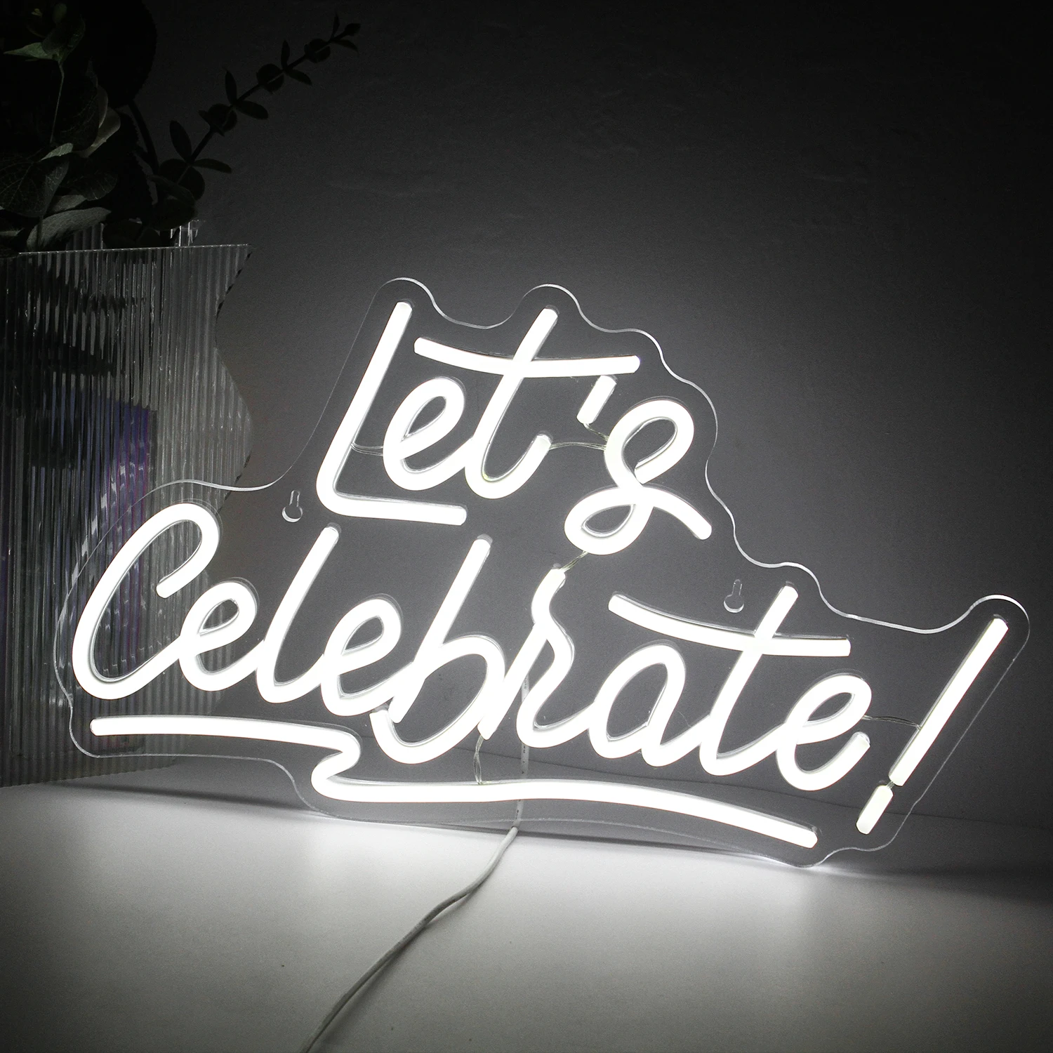 Let's Celebrate-letrero de neón LED para decoración de pared de habitación, luces para el hogar, dormitorio, boda, fiesta de cumpleaños, Festival, USB, arte, letra, lámpara de pared