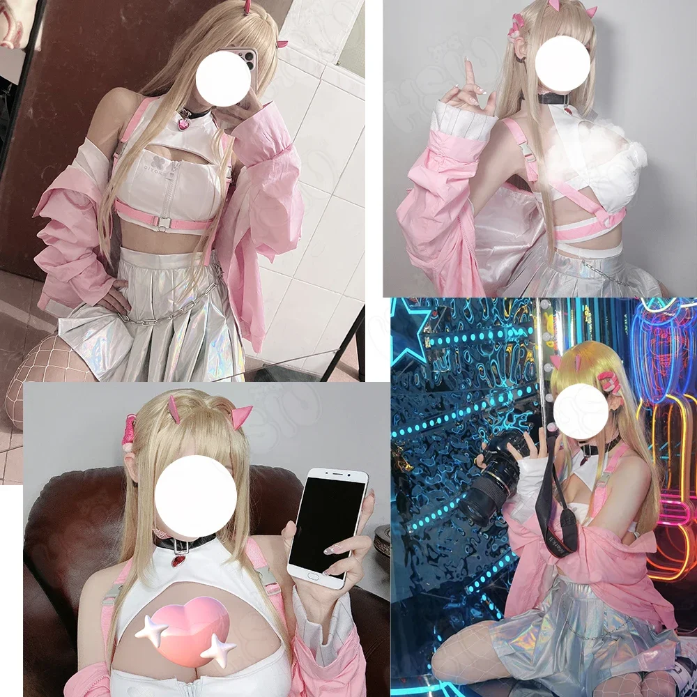 Viper Cosplay Costumes Wig Game Godin Van Victory Nikke Cosplay HSIU Sexy Roze Glitter Short Skirt