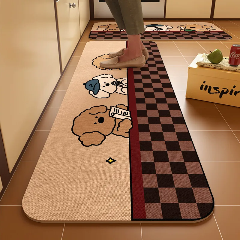 VIKAMA Cartoon Kitchen Rug Anti-slip, Oil-proof, Washable, Non-toxic Silica Gel Floor Mat for Absorbing Water, Home Decoration