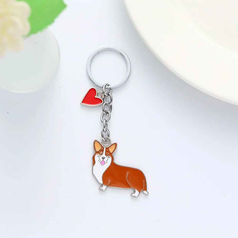 Cute Dachshund Key Chains heart-shaped Charm Accessories Pet Dog Animal Jewelry Women Bag Car Fashion Gift KeyRing Pendant