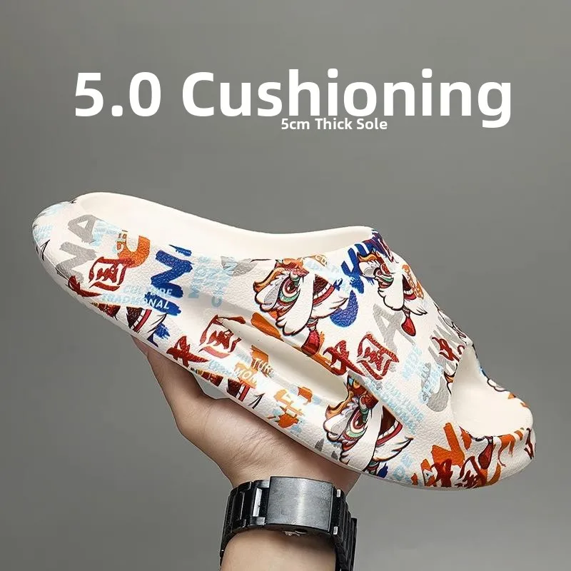 

Youth Trendy Coconut Slippers Men's Outdoor Beach Anti-slip Wear-resistant Summer Sports Flat Sandals Breathable Thick Heel