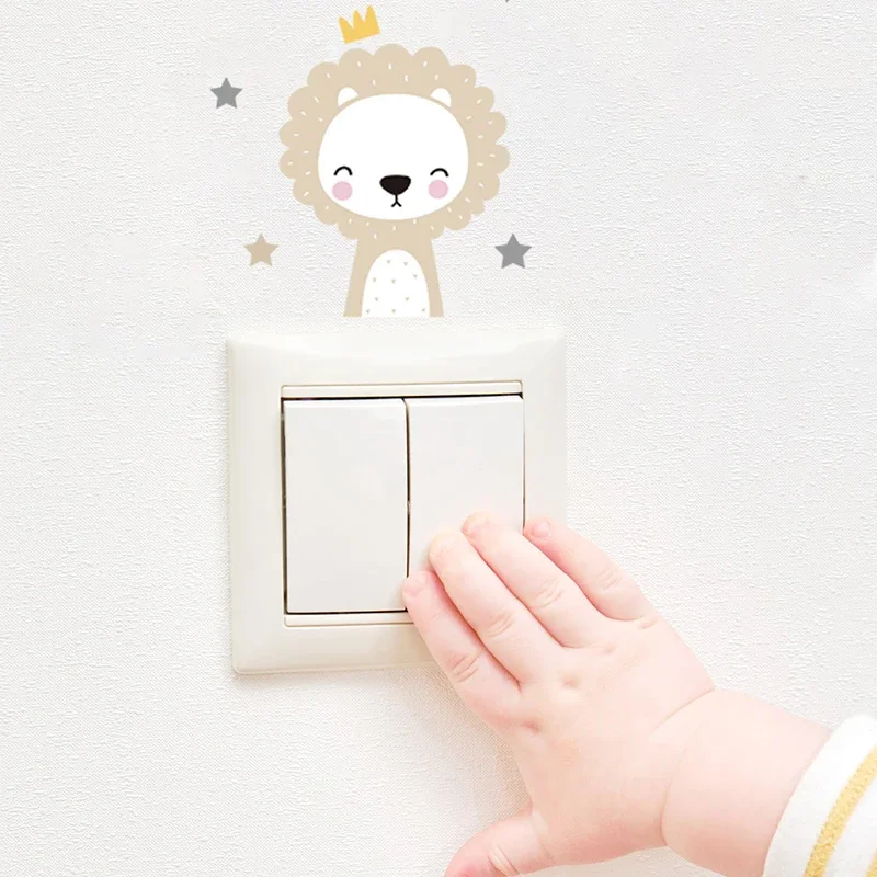 6 pcs boho-style cheerful animal decals featuring smiling creatures and star motifs ideal for nursery walls bedrooms or playful