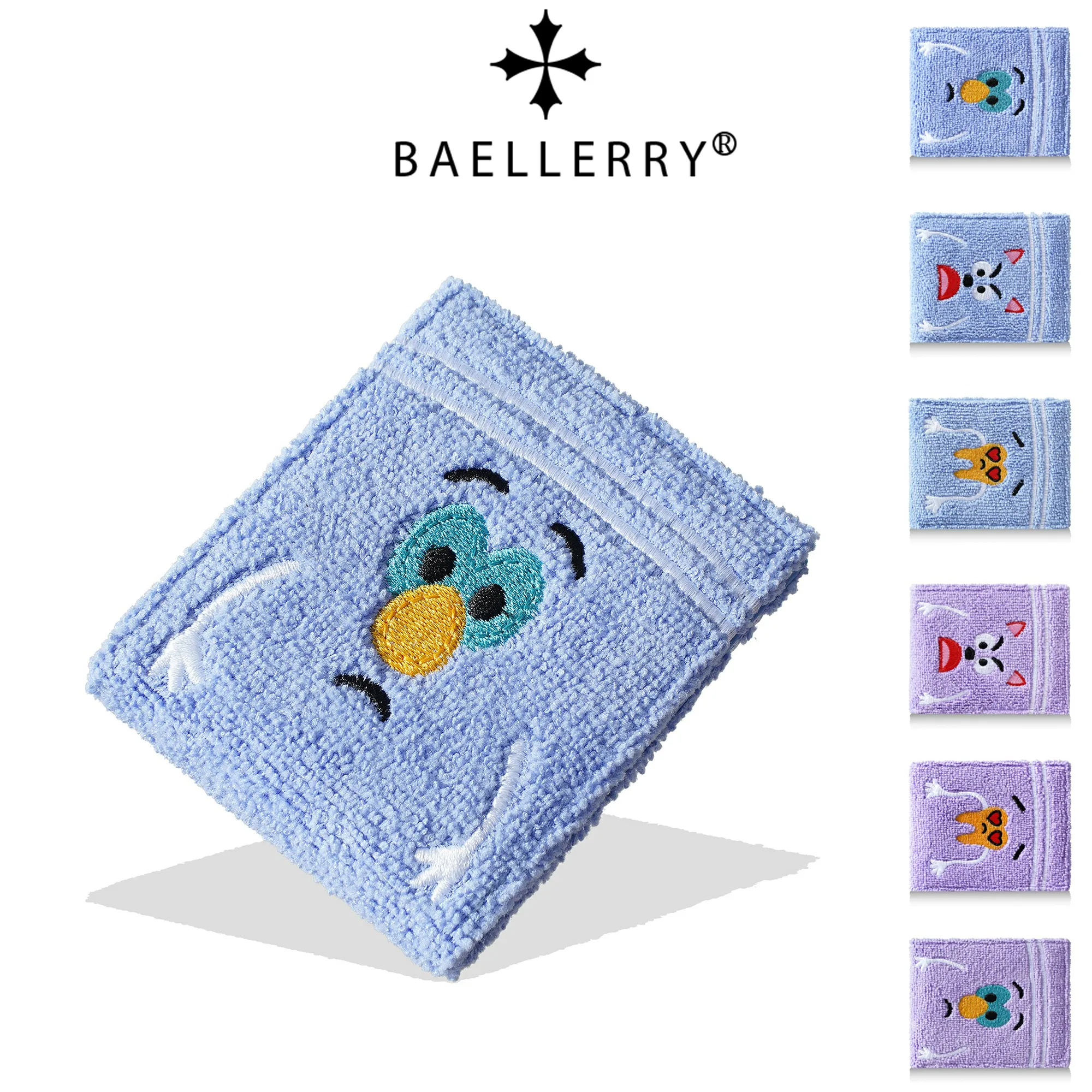 1pc portable travel lightweight short wallet for girls, towel fabric funny cartoon expression embroidered wallet, multi-card slot fabric wallet with transparent ID window, gift for teenage girls