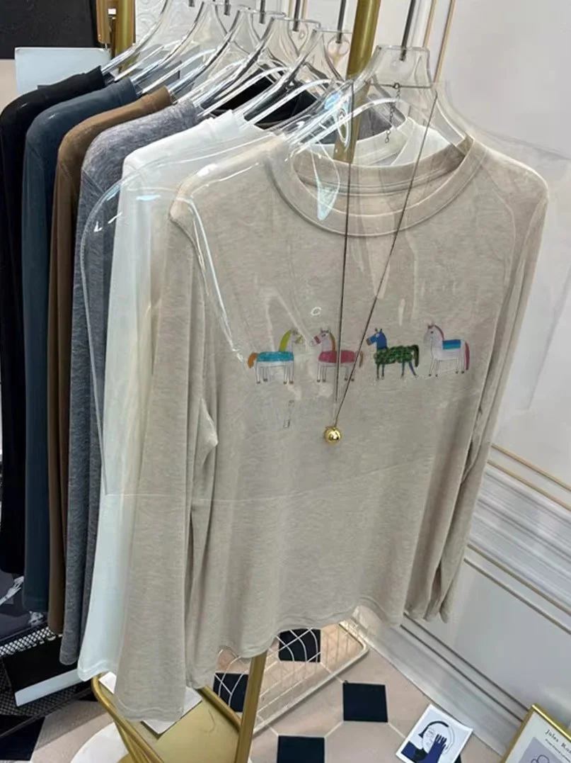 

Футболка с эффектом похудения Long Sve, женская базовая маска irt с принтом, корейский Sle Commute Faion, большие размеры Boting irt